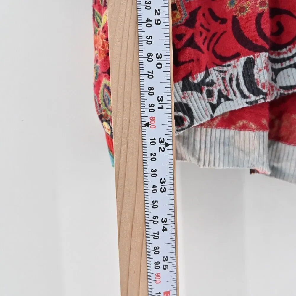 DESIGUAL Dress Womens Sz M Red Geometric Boho Lightweight Katy Tunic Long Sleeve